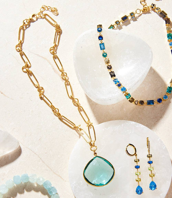 Aqua Quartz Pendant Necklace