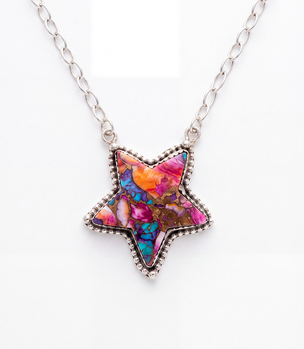 Pink Dahlia Star Necklace