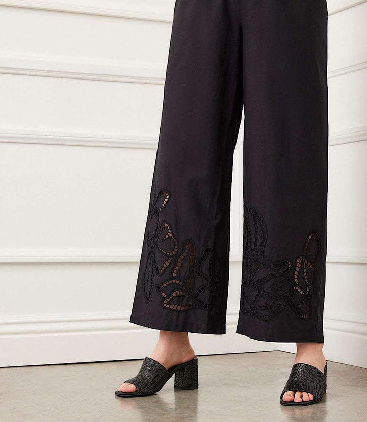 Cutout Embroidery Pants