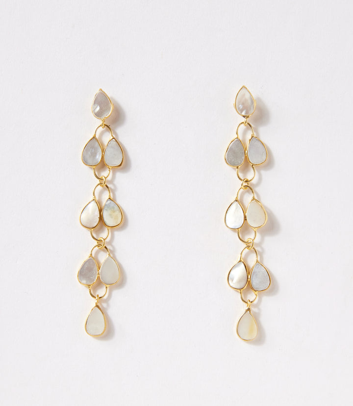 Feather Drop Gemstone Earrings