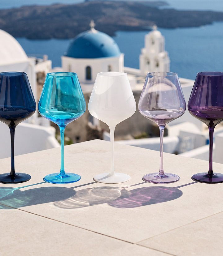 Colors Of Santorini Wine Glasses, Set Of 5