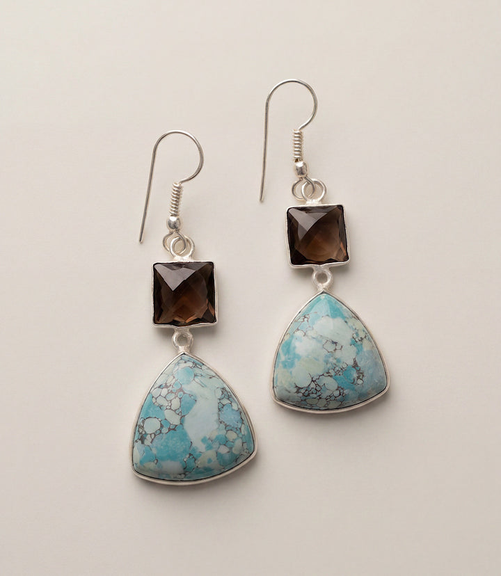 Turquoise Triangle Pendant Earrings