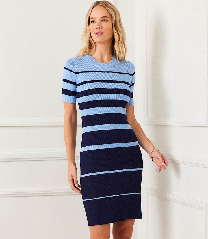 Stripe Ribbed Sweater Dress