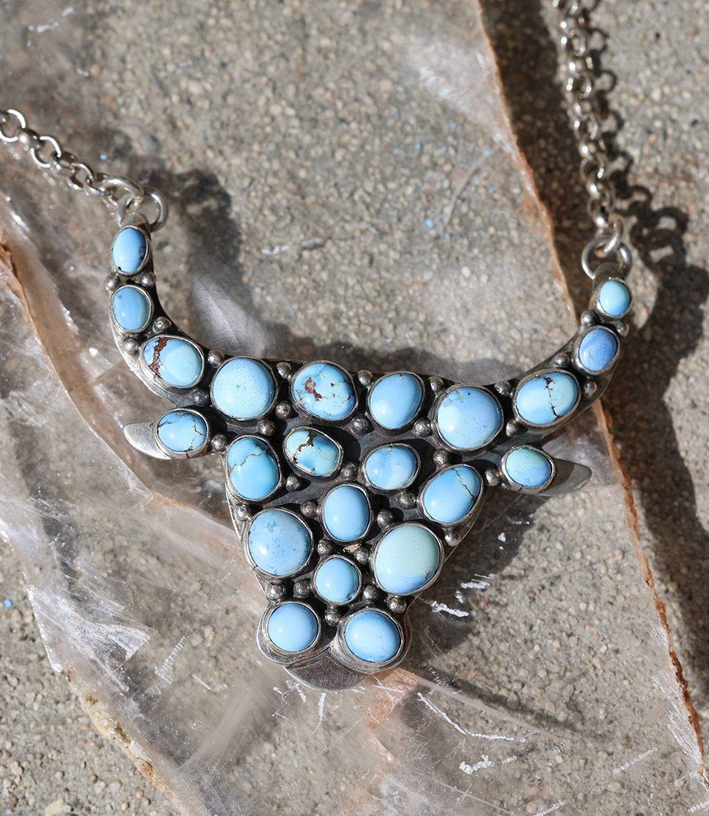 Golden Hill Longhorn Turquoise Pendant Necklace