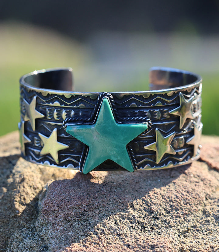 Sterling Silver Turquoise Star Cuff Bracelet