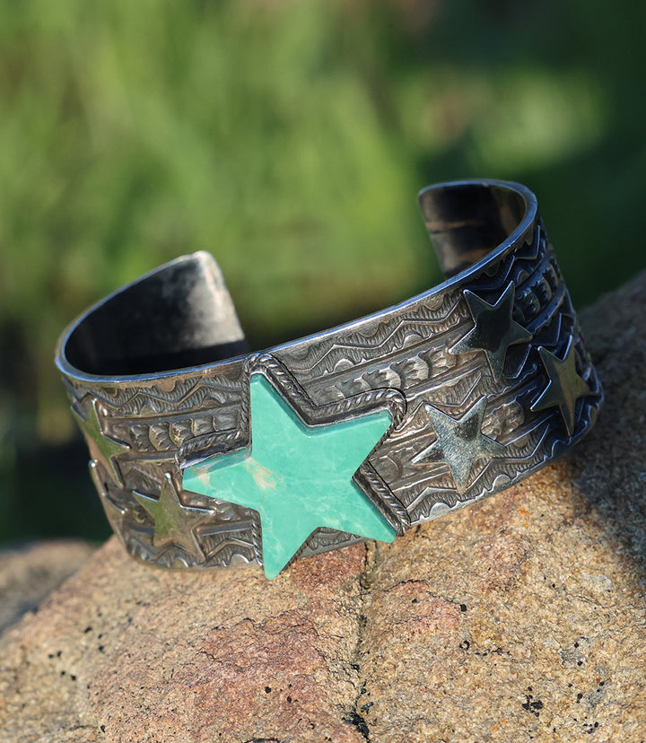 Sterling Silver Turquoise Star Cuff Bracelet