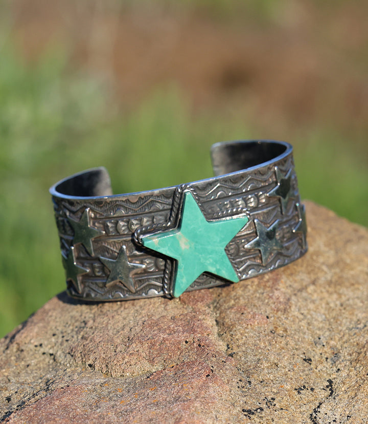 Sterling Silver Turquoise Star Cuff Bracelet
