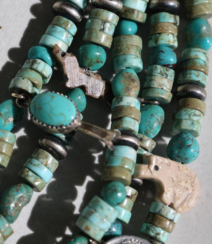 Vintage Mixed Turquoise & Charms Strand Necklace