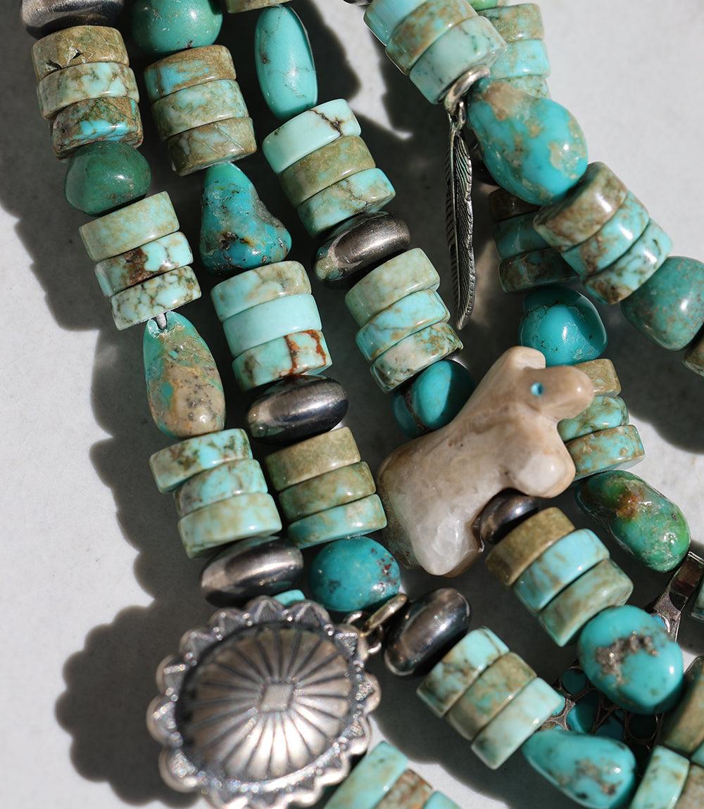 Vintage Mixed Turquoise & Charms Strand Necklace