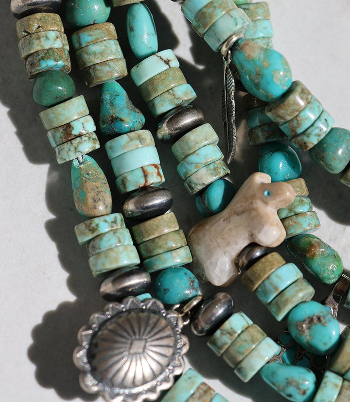Vintage Mixed Turquoise & Charms Strand Necklace