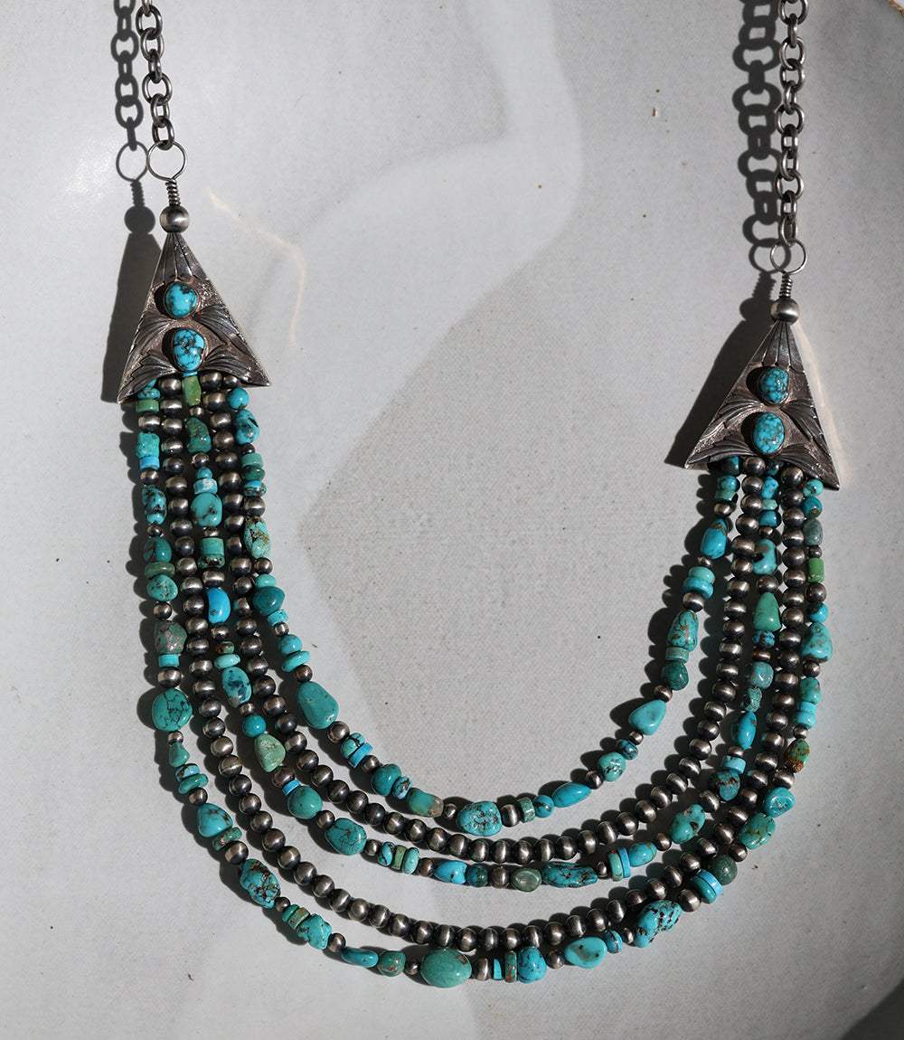 Vintage Mixed Turquoise Multi Strand Necklace