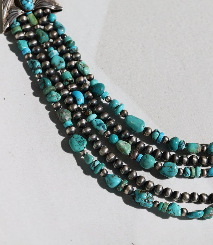 Vintage Mixed Turquoise Multi Strand Necklace