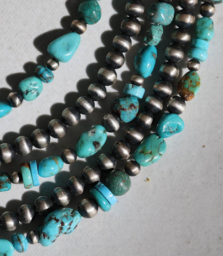 Vintage Mixed Turquoise Multi Strand Necklace