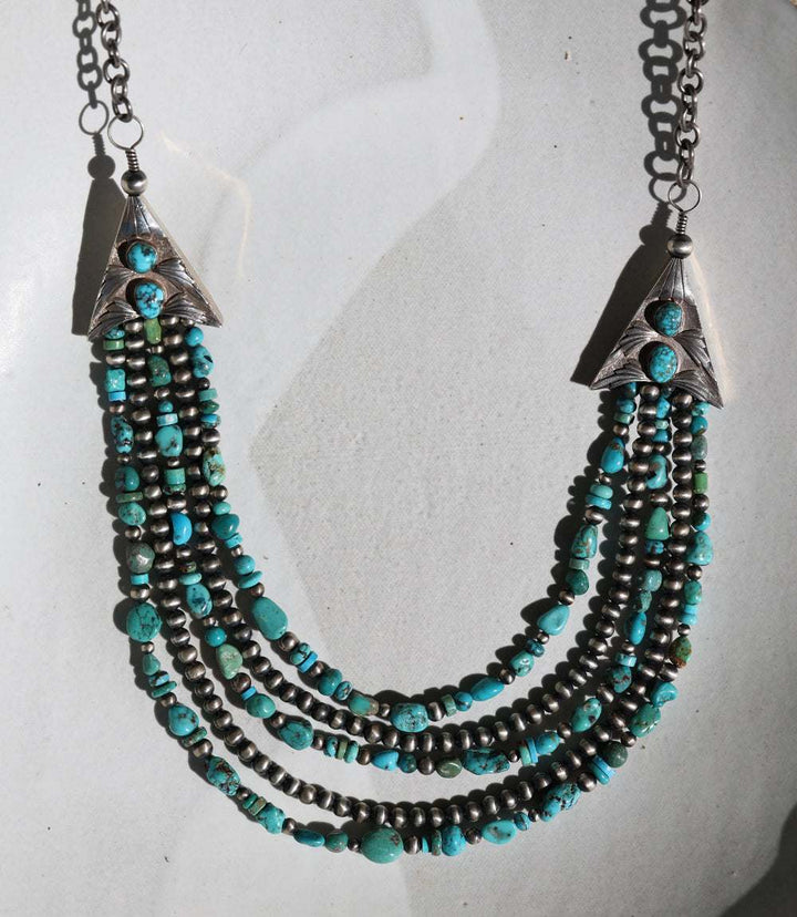 Vintage Mixed Turquoise Multi Strand Necklace