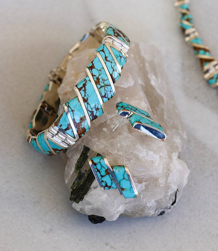 #8 Turquoise Necklace, Bracelet, And Earring Set