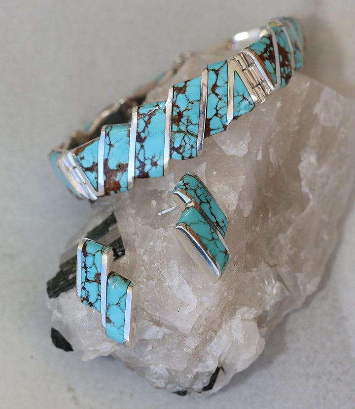 #8 Turquoise Necklace, Bracelet, And Earring Set