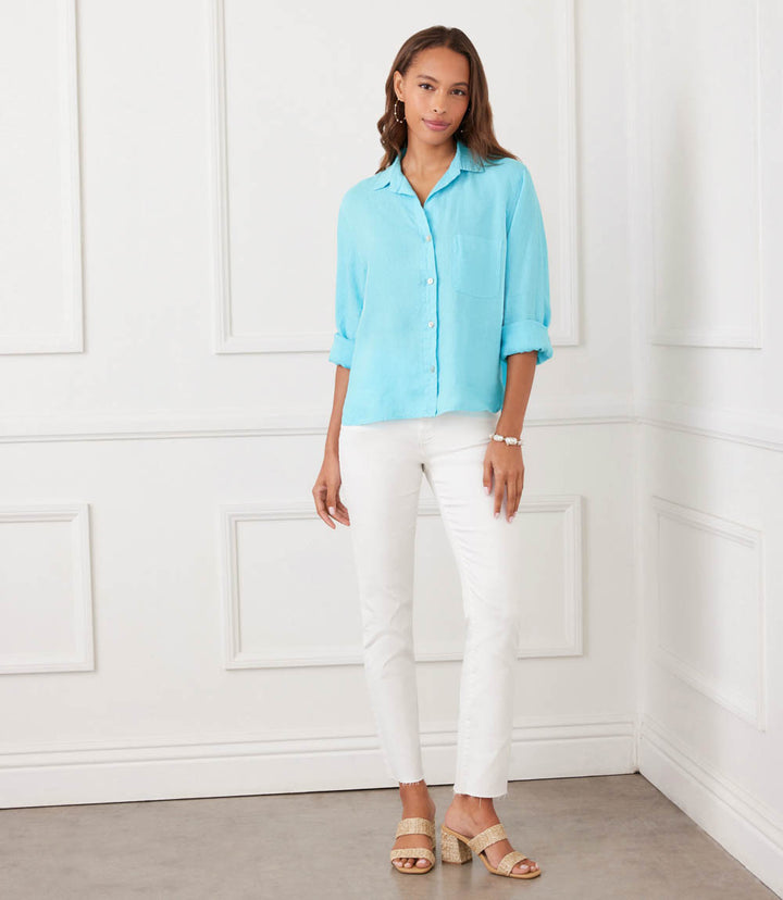 Long Sleeve Linen Button-Up Shirt