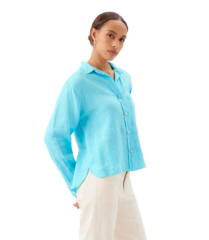 Long Sleeve Linen Button-Up Shirt