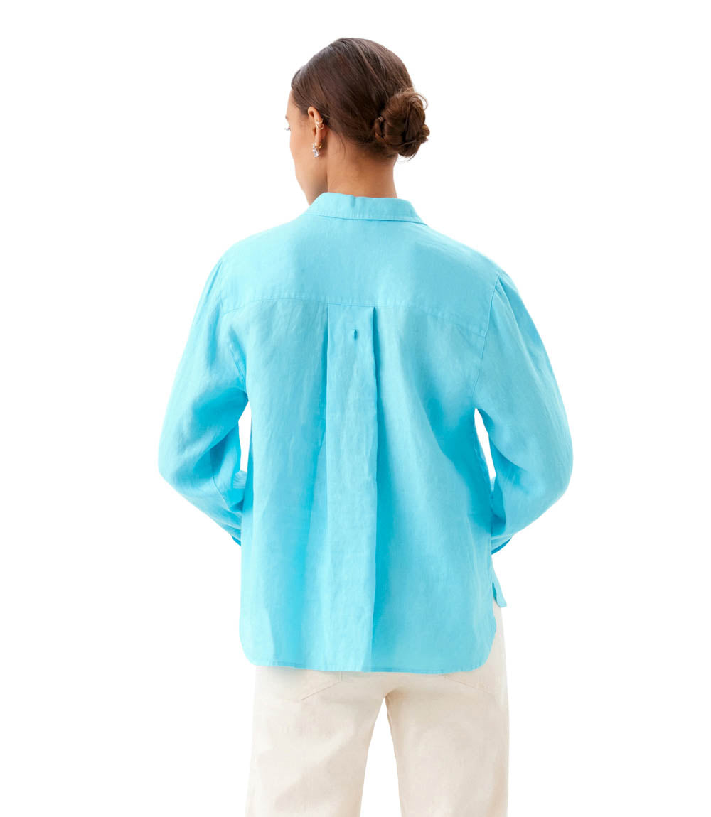 Long Sleeve Linen Button-Up Shirt