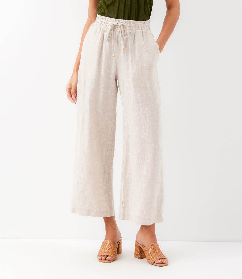 Drawstring Linen Pants - Breathable, Relaxed Fit with Elastic