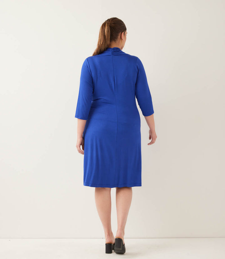Plus Size 3/4 Sleeve Cascade Wrap Dress