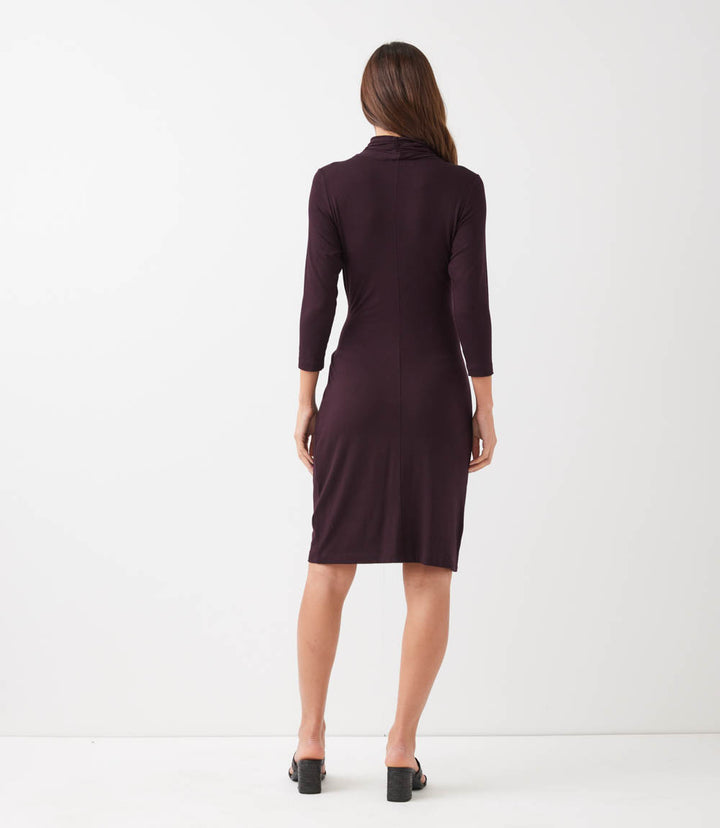 Petite Size 3/4 Sleeve Cascade Wrap Dress