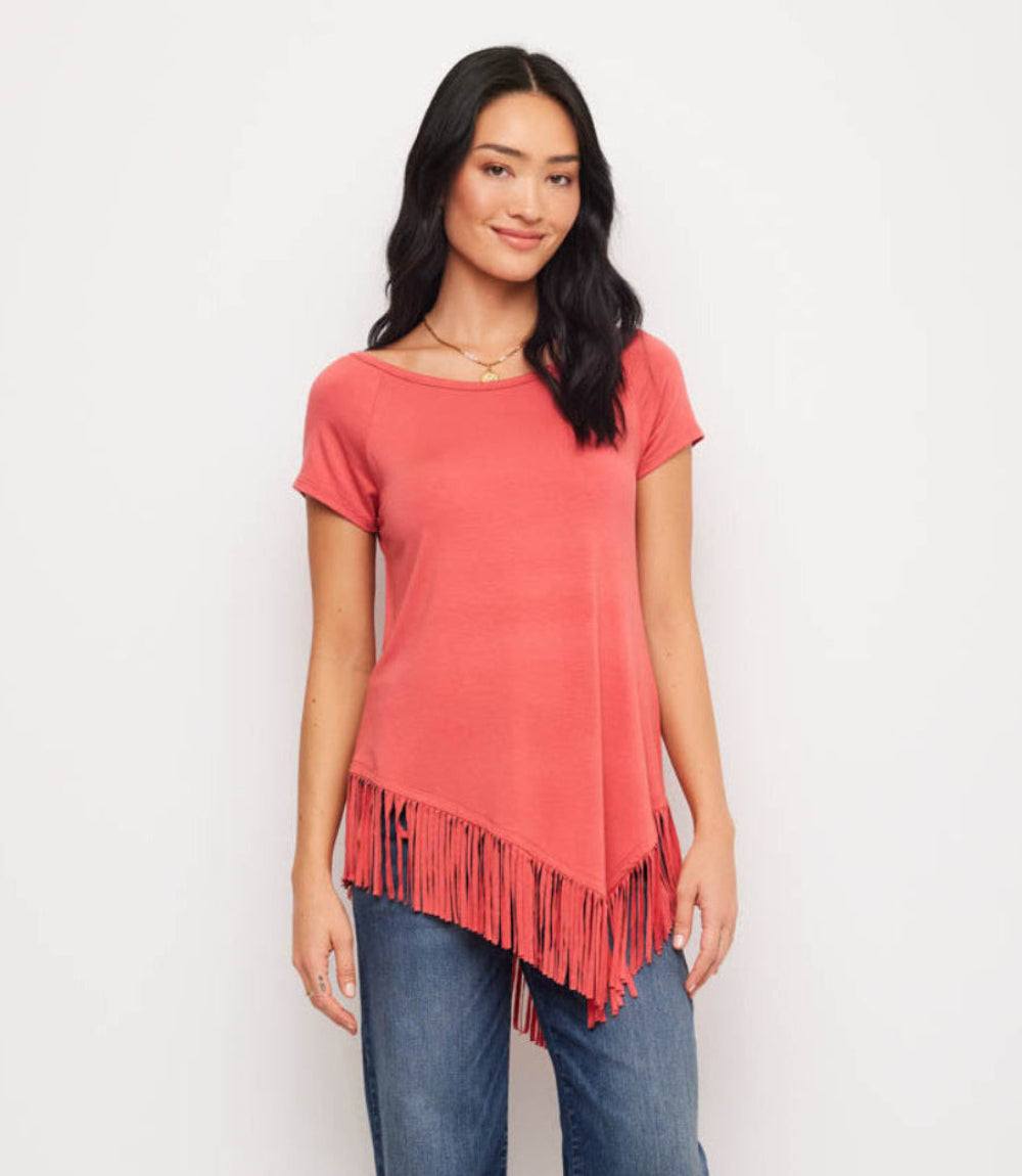 Angled Fringe Top - Stylish Casual Wear with Fringe Detail – Karen