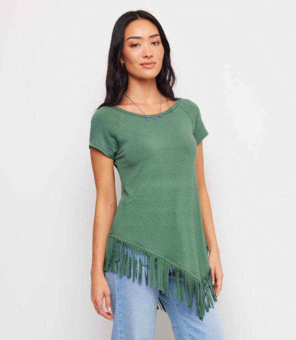 Angled Fringe Top - Effortless Style with Flattering Movement