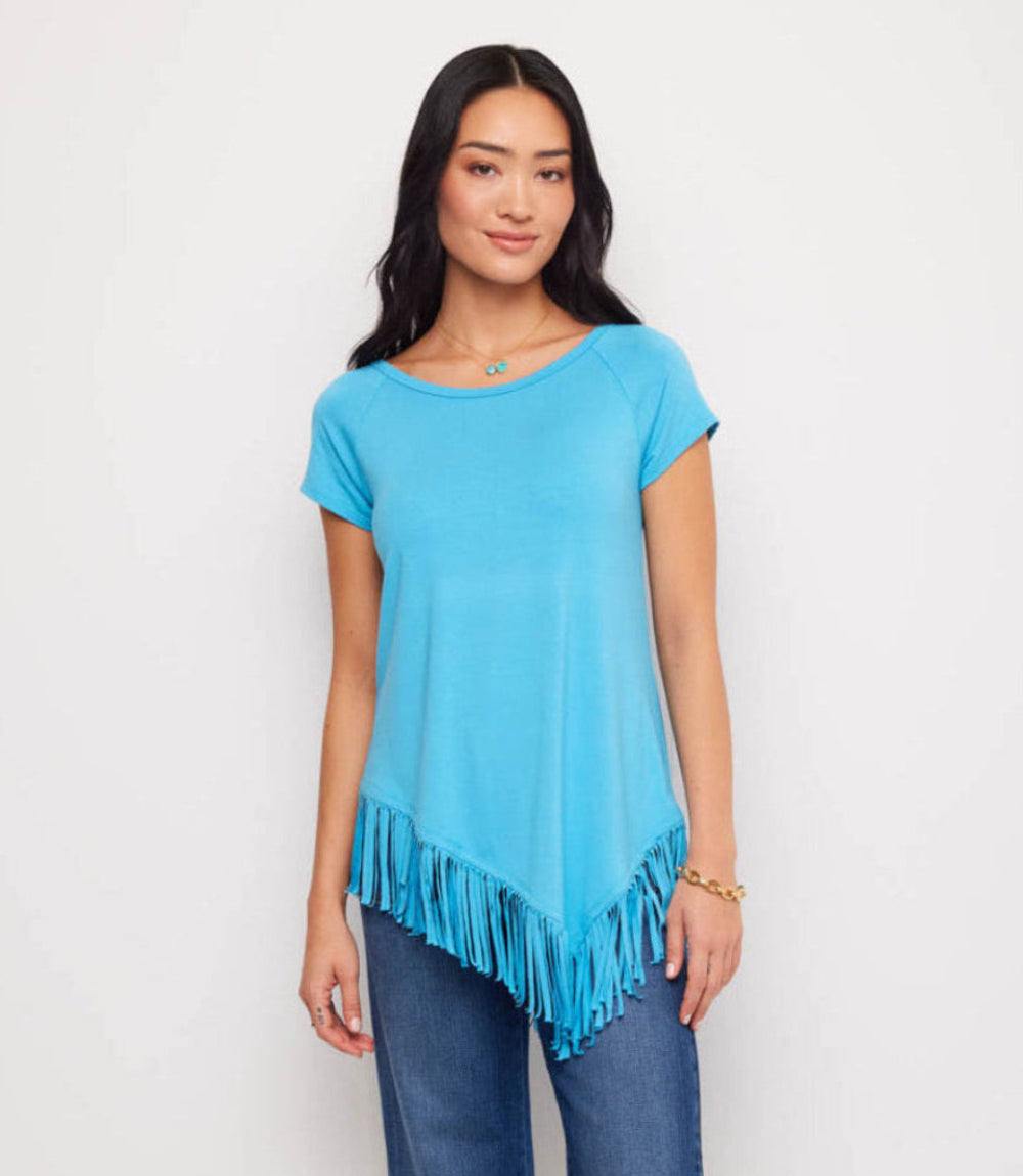 Angled Fringe Top - Flowy, Relaxed Fit with Fringe Detail – Karen Kane