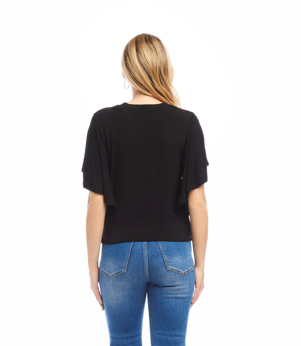 Flutter Sleeve Drape Front Top