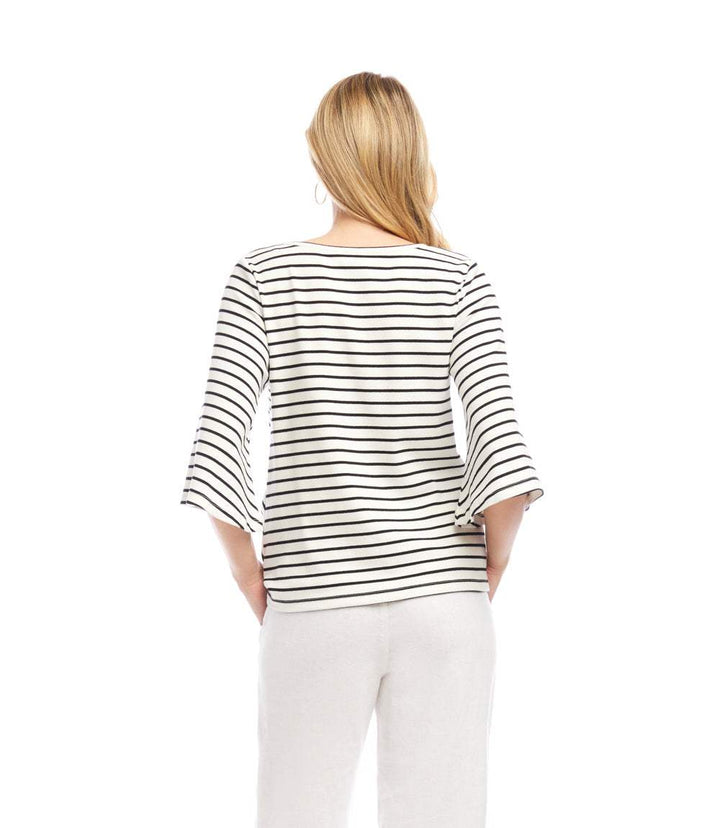 Stripe Flare Sleeve Pick-Up Top