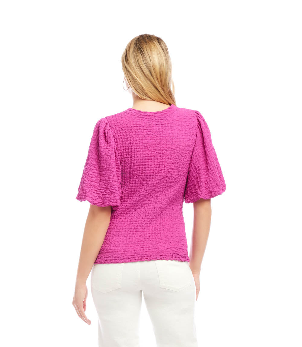 Puff Sleeve Textured Top