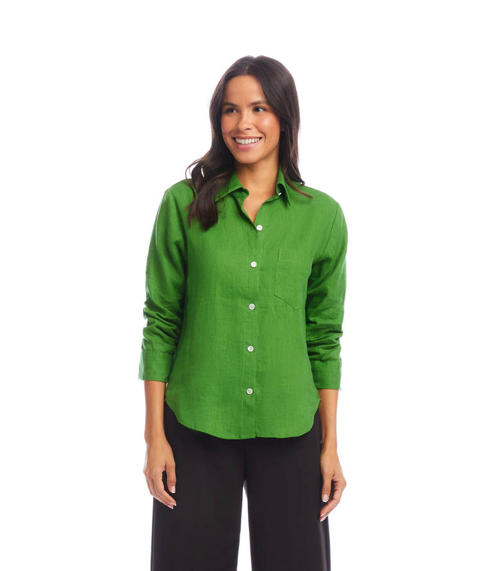 Linen Ruched Sleeve Shirt