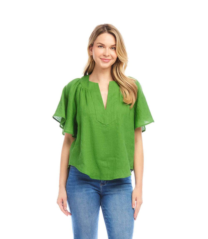 Linen Flutter Sleeve Top