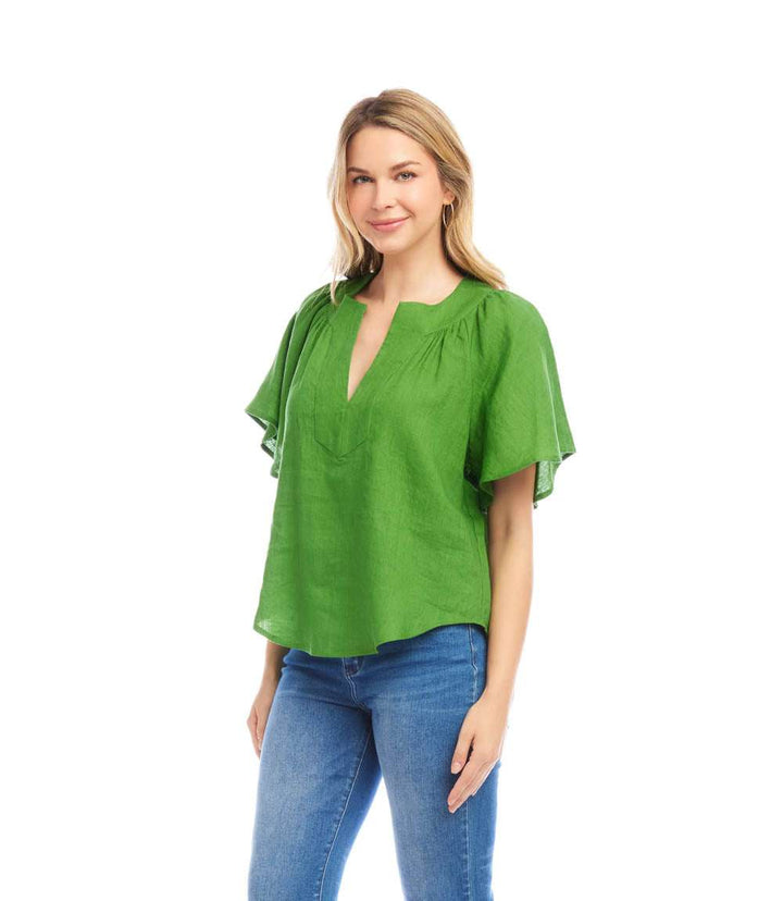 Linen Flutter Sleeve Top
