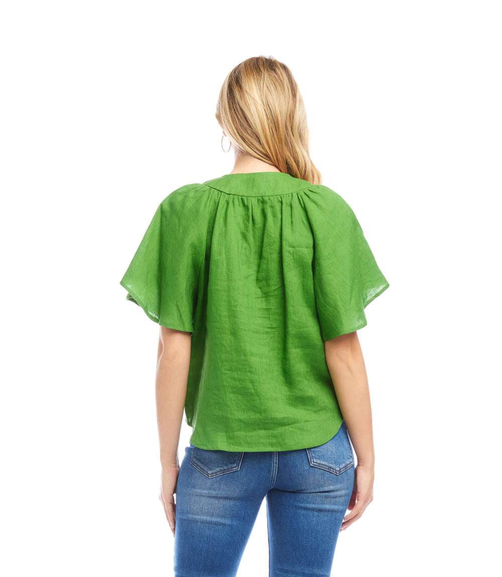 Linen Flutter Sleeve Top