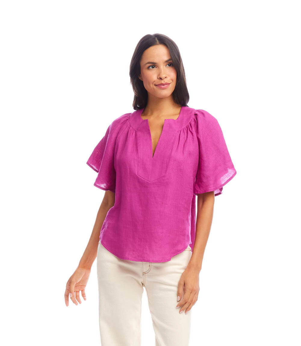Linen Flutter Sleeve Top