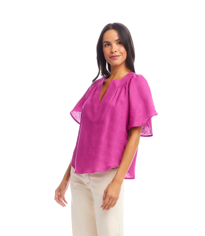 Linen Flutter Sleeve Top