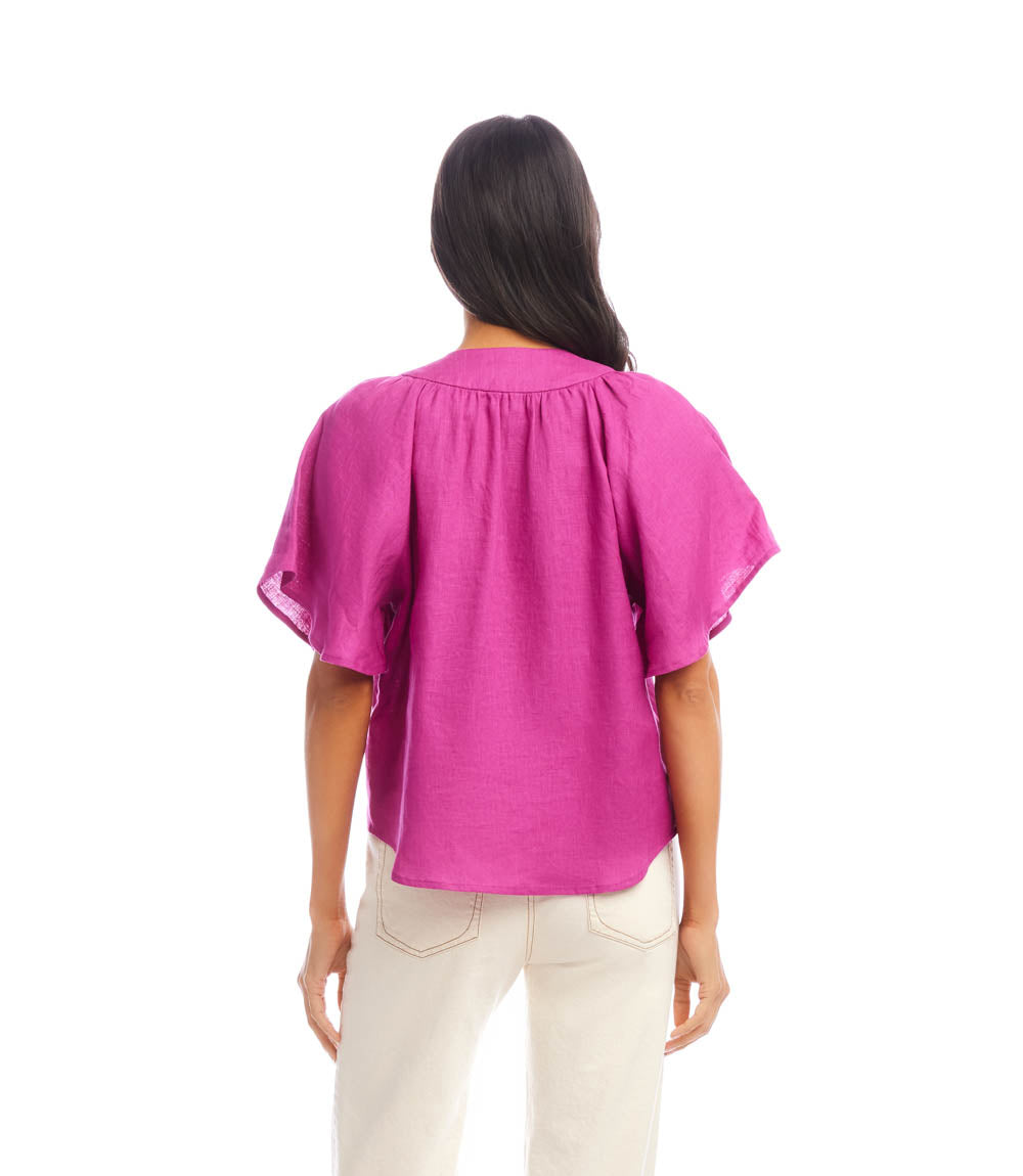 Linen Flutter Sleeve Top