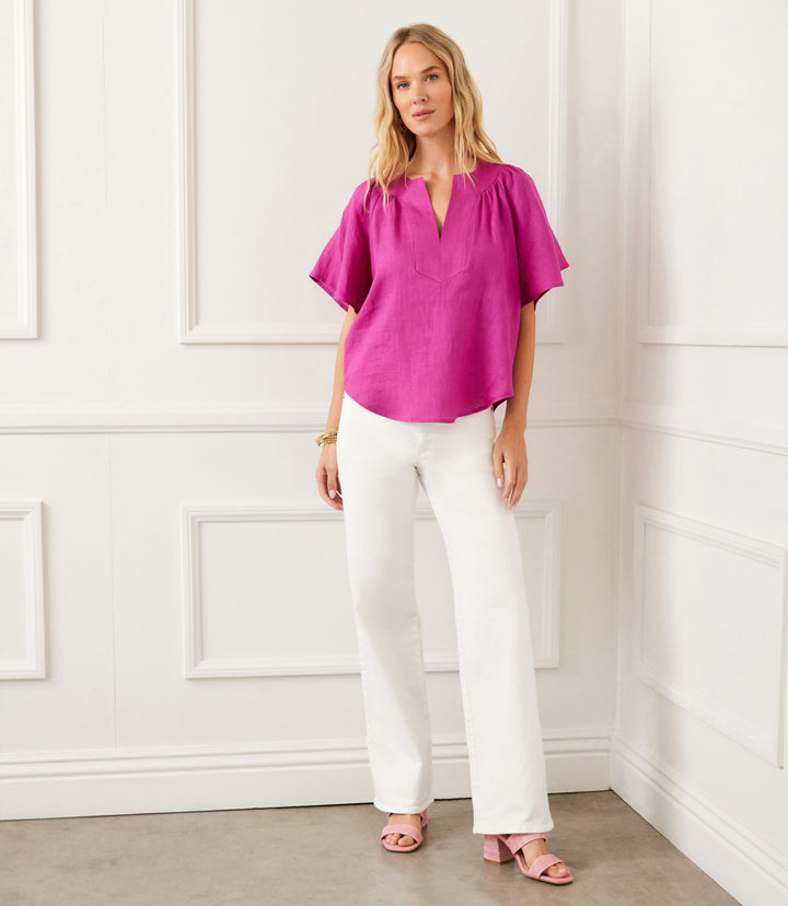 Linen Flutter Sleeve Top