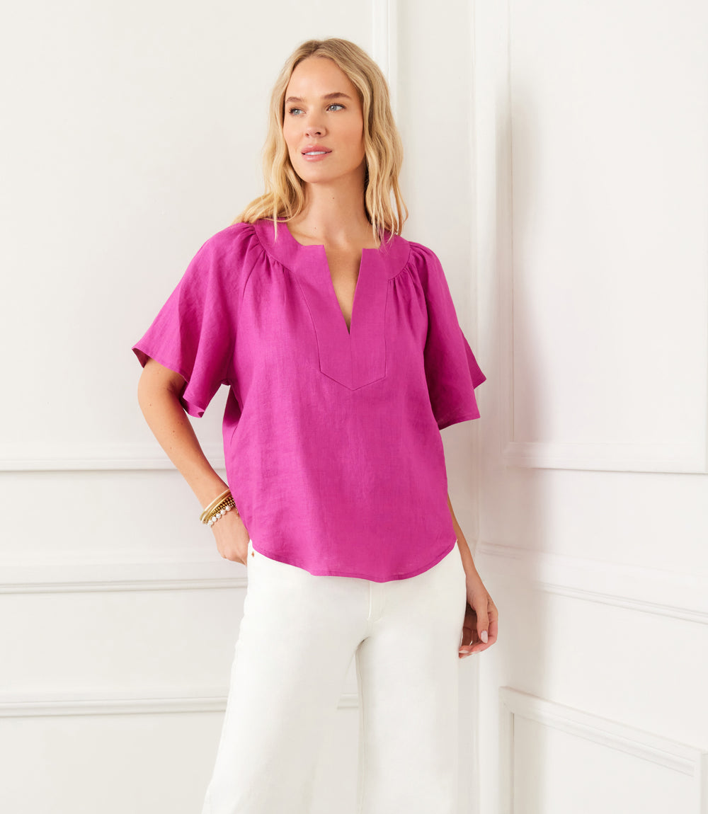 Linen Flutter Sleeve Top