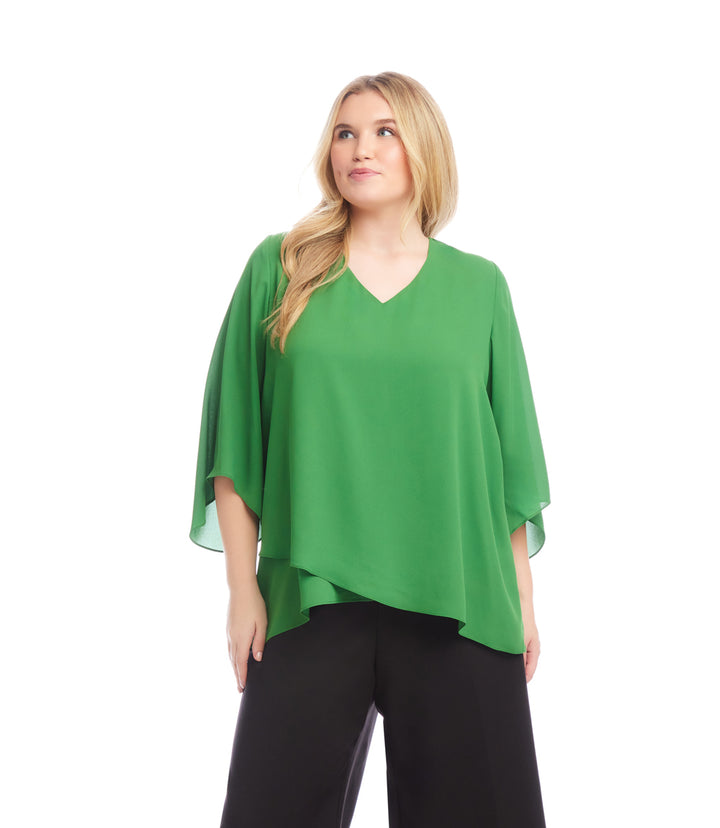 Plus Size Bracelet Sleeve Asymmetric Top
