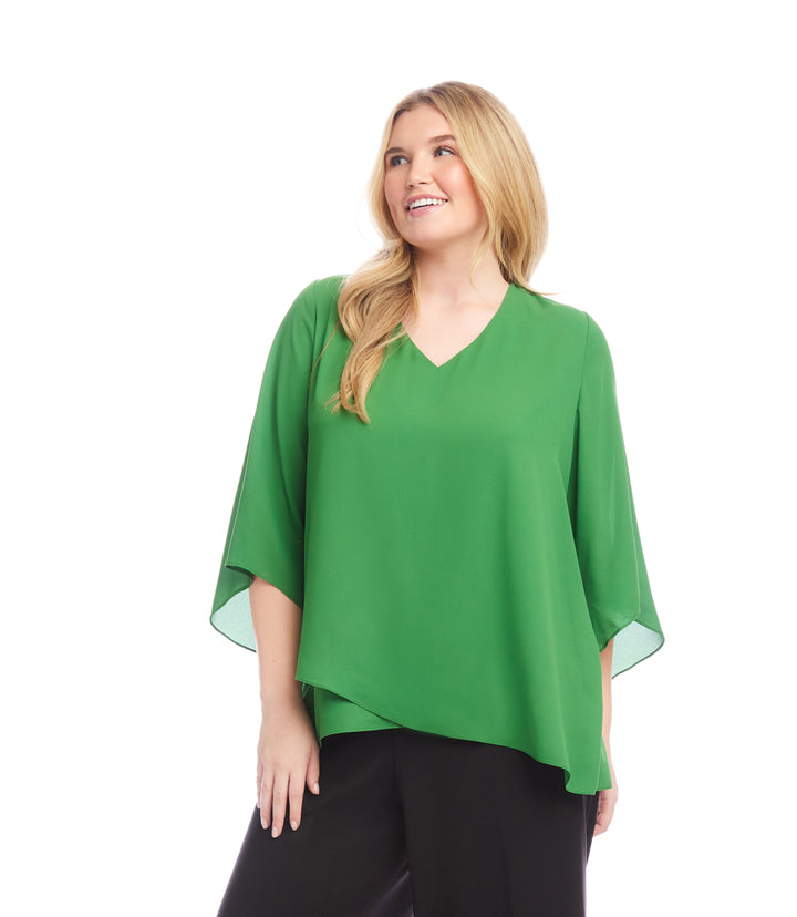 Plus Size Bracelet Sleeve Asymmetric Top