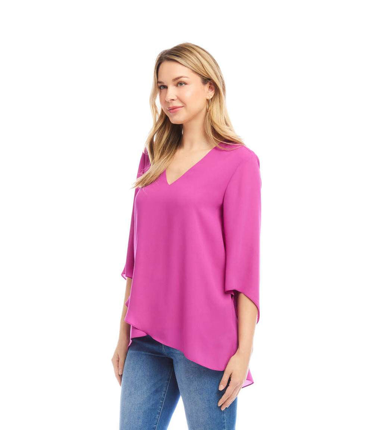 Final Sale Taci Tangerine Bracelet Sleeve Asymmetric Top - Karen Kane 1L25405 main image 1