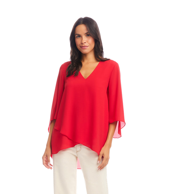 Petite Size Bracelet Sleeve Asymmetric Top