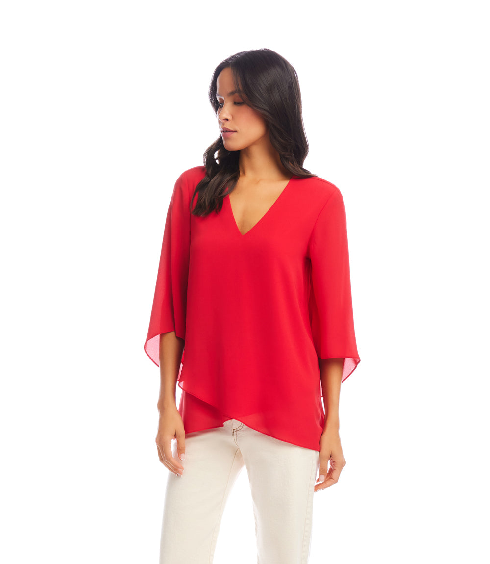 Petite Size Bracelet Sleeve Asymmetric Top