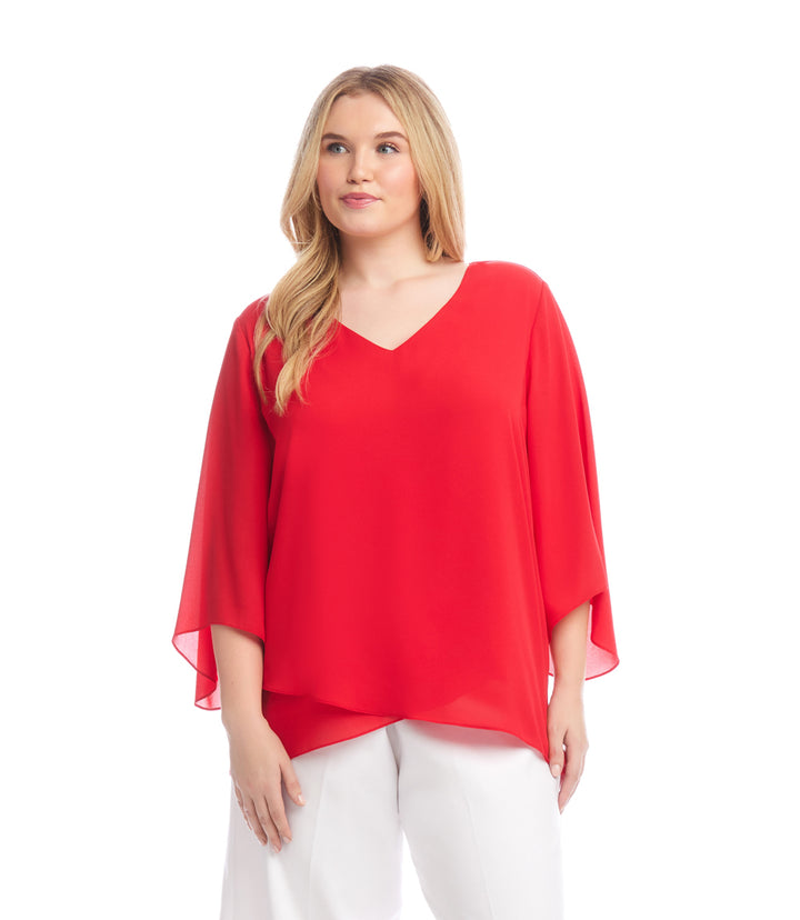 Plus Size Bracelet Sleeve Asymmetric Top