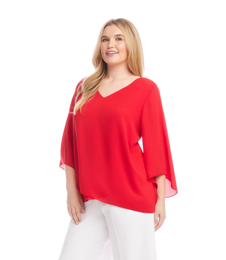 Plus Size Bracelet Sleeve Asymmetric Top