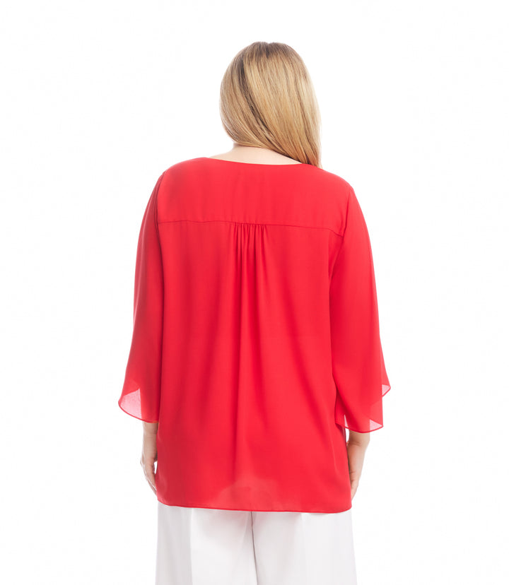 Plus Size Bracelet Sleeve Asymmetric Top