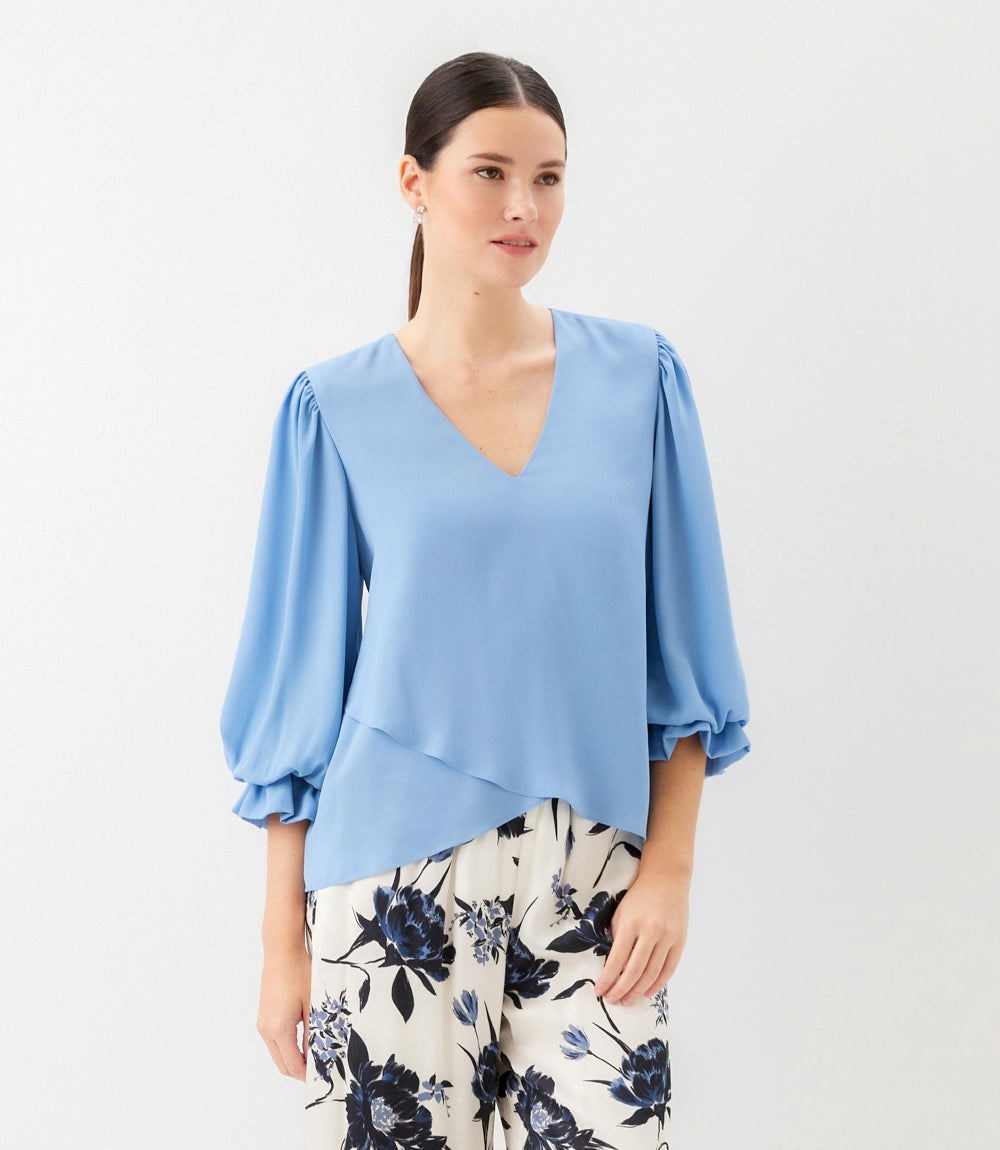 Layered Sleeve Asymmetric Top